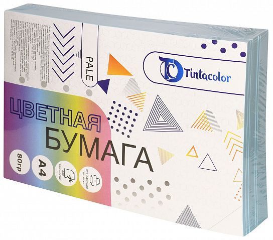 Бумага цветная Tintacolor, формат А4, 80 гр./м2, 500 листов, пастель, цвет – голубой