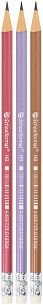 Карандаш чернографитный Schoolformat Metallic HB, заточенный, дерево, круглый, с ластиком