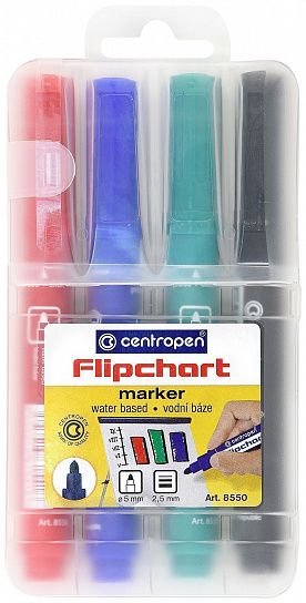 Набор маркеров для флипчартов  CENTROPEN FLIPCHART 4 шт 2,5 мм ассорти круглый