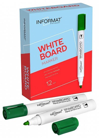 Маркер для белых досок INFORMAT BOARD 1-5 мм зеленый, круглый наконечник