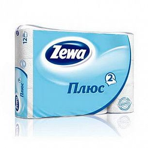 Туалетная бумага ZEWA PLUS, 2-слойная, рулон 23 м, 12 шт., вторичное сырье, белая с тиснением, смываемая втулка