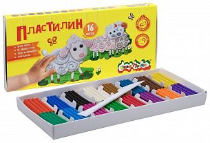 Пластилин Каляка-Маляка 16 цветов 240 г ассорти, со стеком