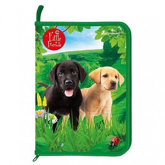 Папка для труда А4 Schoolformat ЛЮБИМЫЕ ПИТОМЦЫ зеленая, пластик, полиэстер, молния с 3 сторон, откидная планка, универсальная