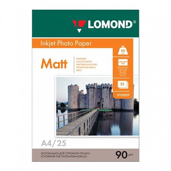 Фотобумага LOMOND матовая А4, 90 г/м2, 25 листов