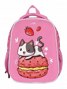 Рюкзак подростковый Schoolformat ERGONOMIC LIGHT 2 STRAWBERRY CAT 19л розовый 38х29х18 жесткокаркасный 2 отделения для девочек