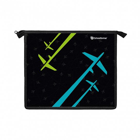 Папка для тетрадей 1 отделение А5 Schoolformat BORN TO FLY черная, молния сверху, пластик, для мальчиков