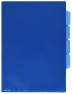 Папка-уголок INFORMAT А4, прозрачный пластик 150 мкм, синяя, 4 отделения