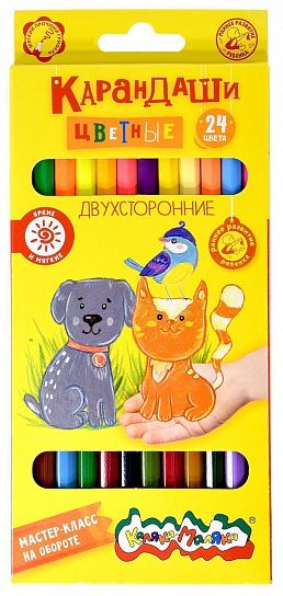 Набор цветных карандашей Каляка-Маляка двухсторонние 12 штук, 24 цвета, шестигранные, дерево