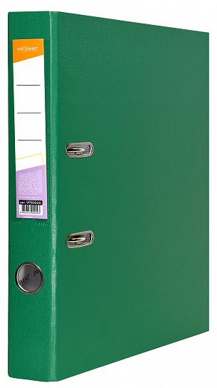 Папка-регистратор INFORMAT 55 мм одностороннее покрытие PVC, зеленая