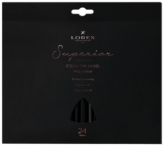 Фломастеры LOREX PRO-DRAW SUPERIOR классические 24 цв. трехгранный корпус, стандартные, картонная упаковка