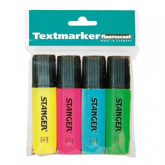 Набор текстовых маркеров Stanger Textmarker Classic 1—5 мм, ассорти, скошенный, 4 цвета