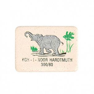 Ластик KOH-I-NOOR ELEPHANT 300/80 каучук 26х19х8 мм, белый, цветная печать