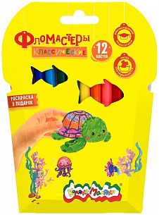 Фломастеры Каляка-Маляка классические 12 цв. круглый корпус, легкосмываемые, картонная упаковка