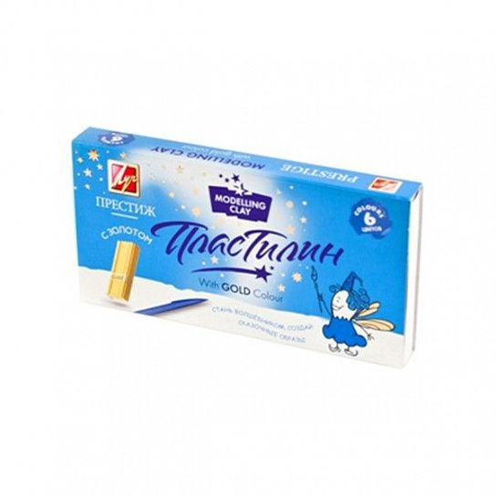 Пластилин Луч ПРЕСТИЖ 6 цветов золото 115 г ассорти, со стеком