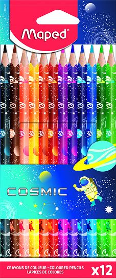 Набор цветных карандашей MAPED COLOR'PEPS COSMIC 12 цветов трехгранный корпус пластик картонная упаковка принт на корпусе