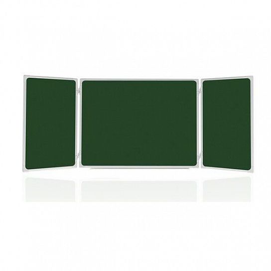 Доска магнитно-меловая, 100x150/300 см, 3 секции, зеленая, керамическая поверхность