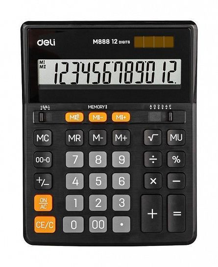 Калькулятор Deli EM888 12 разрядный настольный черный