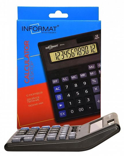 Калькулятор INFORMAT IFCT-2 12 разрядный, настольный, черный