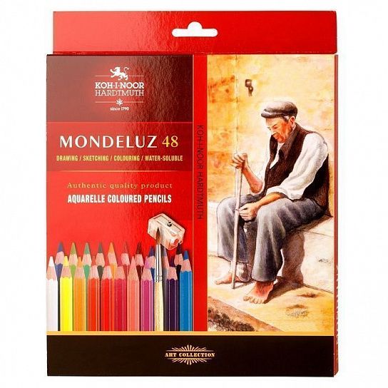 Набор акварельных карандашей Koh-I-Noor MONDELUZ OLD MAN 3713 48 цветов с кистью и точилкой
