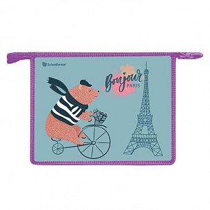 Папка для тетрадей 1 отделение, А5, Schoolformat КАНИКУЛЫ В ПАРИЖЕ, 235х190х50, молния сверху, пластик