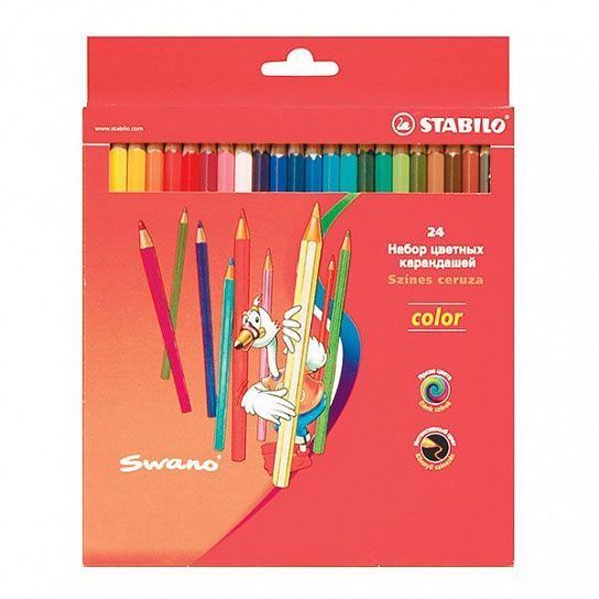 Набор цветных карандашей STABILO SWANO 24 цвета шестигранные с заточкой
