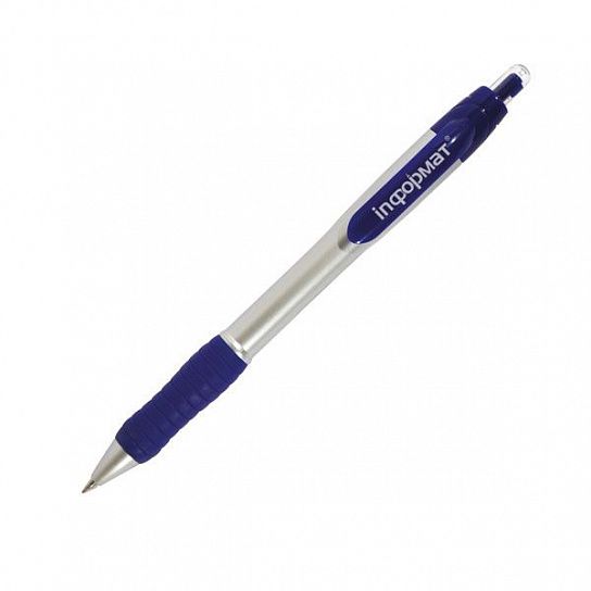 Ручка шариковая автоматическая BELLA 0,7 мм синяя резиновый грип