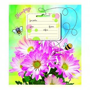 Тетрадь 12 л. линия ЯРКИЕ ЦВЕТЫ мелованный картон, ВД-лак, блёстки