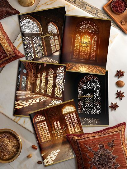 Тетрадь 48 л. А5 кл. скреп. офс. Schoolformat МАШРАБИЯ.АРАБСКОЕ ОКНО мел. карт., твин-лак, с надписью на арабском языке