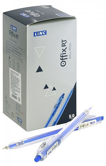 Ручка шариковая автоматическая Linc OFFIX RT синяя 0,7 мм, трехгранный корпус
