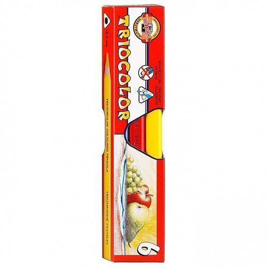 Набор цветных карандашей Koh-I-Noor jumbo TRIOCOLOR 3151 утолщенные 6 цветов трехгранный корпус дерево карт.уп.