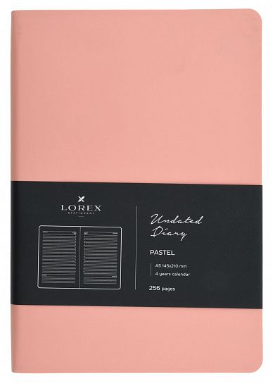 Ежедневник недатированный, А5, 128 л., LOREX PASTEL, интегральная обложка, soft touch, розовый обрез, розовый