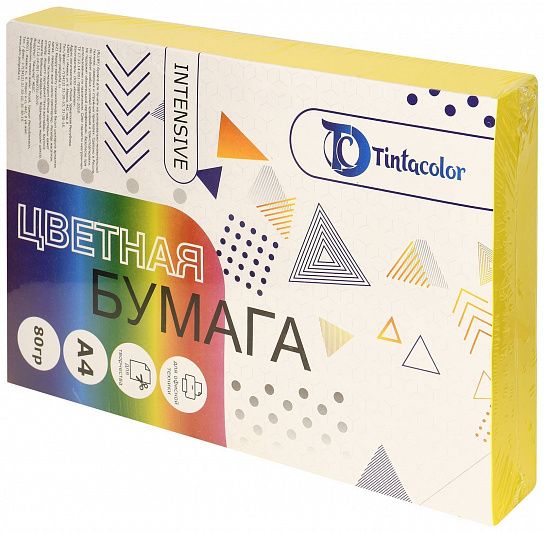 Бумага цветная для печати Tintacolor А4 80 г/м2 500 л желтый