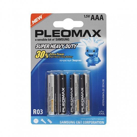 Батарейки PLEOMAX AAA солевая 1,50 V 4 шт/упак