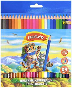 Набор цветных карандашей Creativiki, 24 цвета, шестигранные, пластиковые