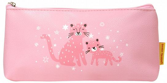 Пенал-косметичка 1 отделение Каляка-Маляка ГЕПАРДЫ 210x30x85 мм розовый, полиуретан