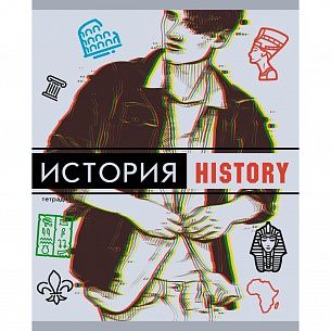 Тетрадь 48 л, клетка, GLITCH История мелованный картон, soft touch, выборочный лак