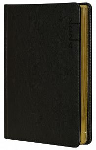 Ежедневник А5 датированный 2024г INFORMAT СТАТУС 176 листов черный, твердая обложка с тиснением, обрез золотой, с закладкой-ляссе