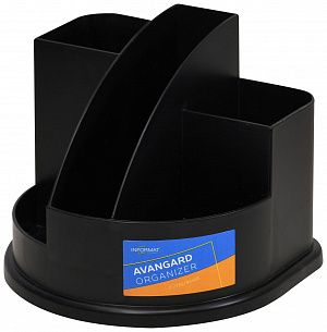 Подставка для канцелярских принадлежностей INFORMAT АВАНГАРД, 5 отделений черный пластик