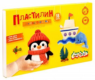 Пластилин классический Каляка-Маляка ДЛЯ ЮНЫХ ФАНТАЗЁРОВ 18 цв. 270 г ассорти со стеком