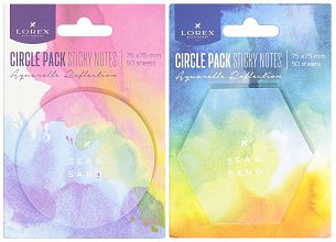 Блок самоклеящийся LOREX CIRCLE PACK серии AQUARELLE REFLEXION 75х75 мм, 50 листов, 2 дизайна