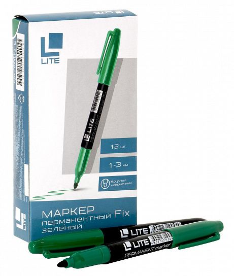 Маркер перманентный LITE FIX 3 мм, зеленый, круглый