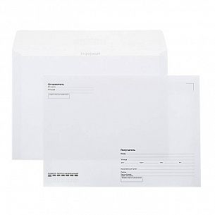 Конверт почтовый С4 (229х324) КУДА-КОМУ, белый, стрип, 90г/м2