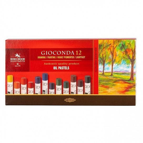 Пастель художественная масляная Koh-I-Noor GIOCONDA 8352 12 цв. ассорти, круглая в картонной упаковке