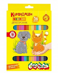 Набор цветных карандашей Каляка-Маляка двухсторонние 36 цв. шестигранные, деревянные, в картонной упаковке