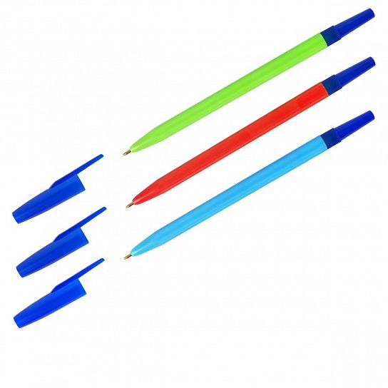 Ручка шариквая Стамм 049 синий 0,7 мм ассорти шестигранный корпус