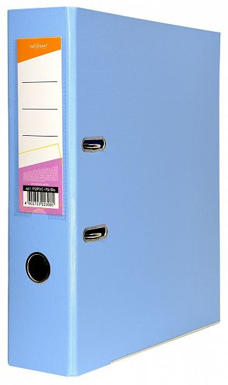 Папка-регистратор INFORMAT 75 мм двухстороннее покрытие PVC, голубая