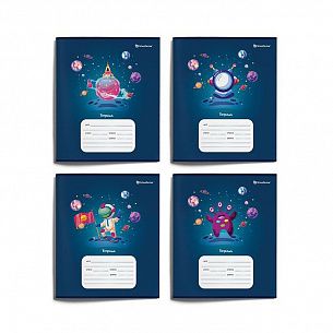 Тетрадь Schoolformat 18 листов, линия, КОСМИЧЕСКИЕ ОБИТАТЕЛИ мелованный картон, ВД-лак