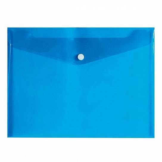 Пластиковый конверт INFORMAT А5+, на кнопке, прозрачный 180 мкм, синий