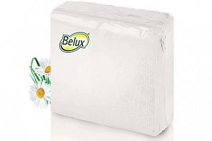 Салфетки бумажные, 3 слоя, BELUX, 200 шт, 33х33 см, белый