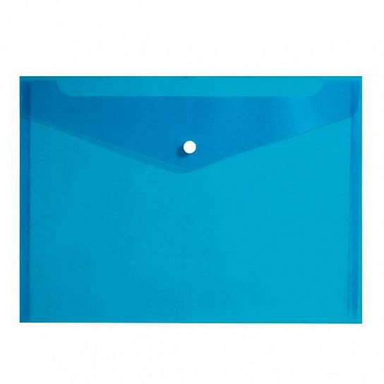 Пластиковый конверт INFORMAT А4, на кнопке, прозрачный 150 мкм, синий